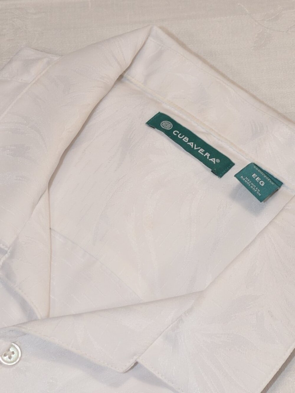 Cubavera White-on-White Jacquard Resort Shirt -- XXL -- Short Sleeve